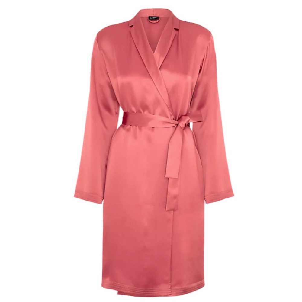 NWT La Perla Rosette Satin Silk Short Robe - Sz L - Picture 3 of 11